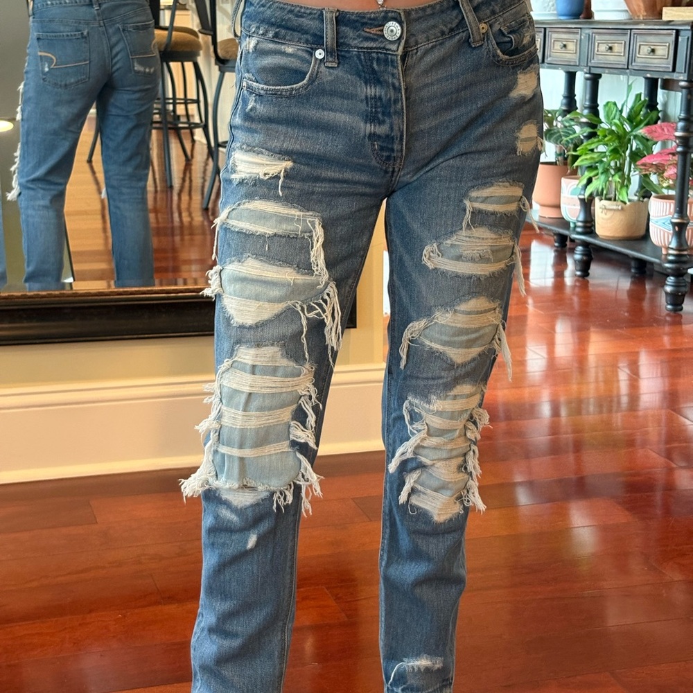 Distressed Blue Jeans